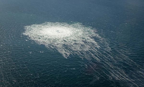Luftbild der Gasleckage an der Pipeline Nord Stream 2 in der Ostsee (Quelle: Danish Defence)
