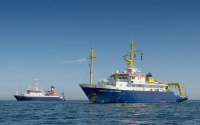 The research vessels ELISABETH MANN BORGESE and ALKOR in the Baltic Sea