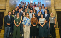 Group photo (on a staircase) of the researchers who participated in the kick-off meeting for the two research projects ISOLUME and ALANIS in Hamburg.